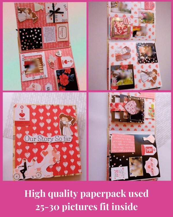 Red and Black Personalised Floral Wedding Anniversary Romantic Scrapbook - Image 2