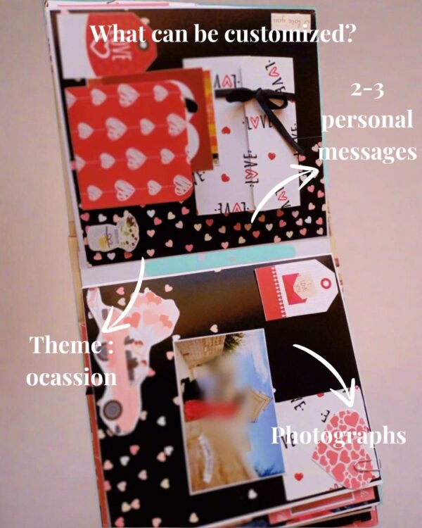 Red and Black Personalised Floral Wedding Anniversary Romantic Scrapbook - Image 4