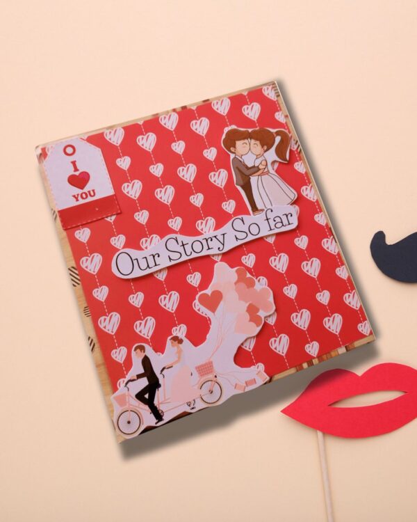 Red and Black Personalised Floral Wedding Anniversary Romantic Scrapbook