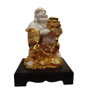 White Gold Laughing Buddha with Money Bank