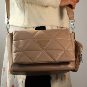 Brown solid box bag with sling
