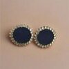 Rainvas Plain Black kundan studs earrings